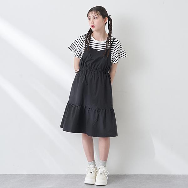 【新品】mezzo piano junior ワンピース Tシャツセット 150 mezzo piano junior メゾピアノジュニア ロゴリブ肩あき