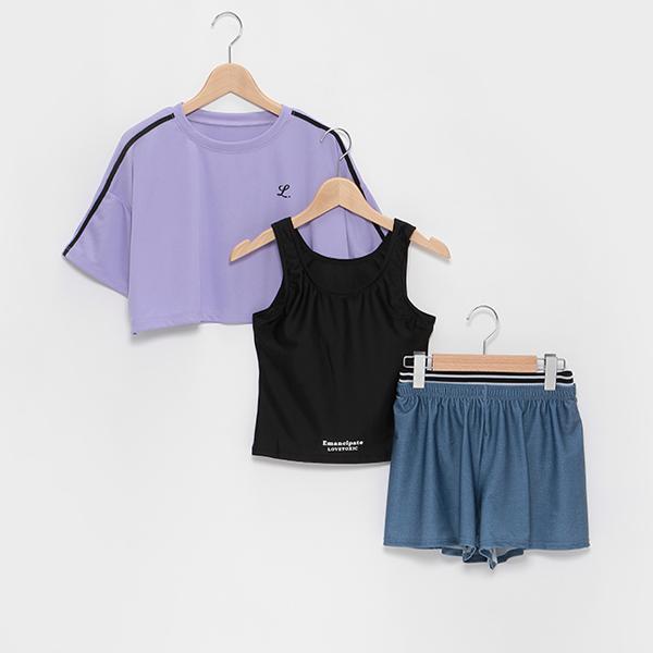 Lovetoxic 160 Lサイズ 3点セット 夏物 LOVETOXIC ラブトキシック(Lovetoxic)【SWIM】LT袖編上げTシャツ3点