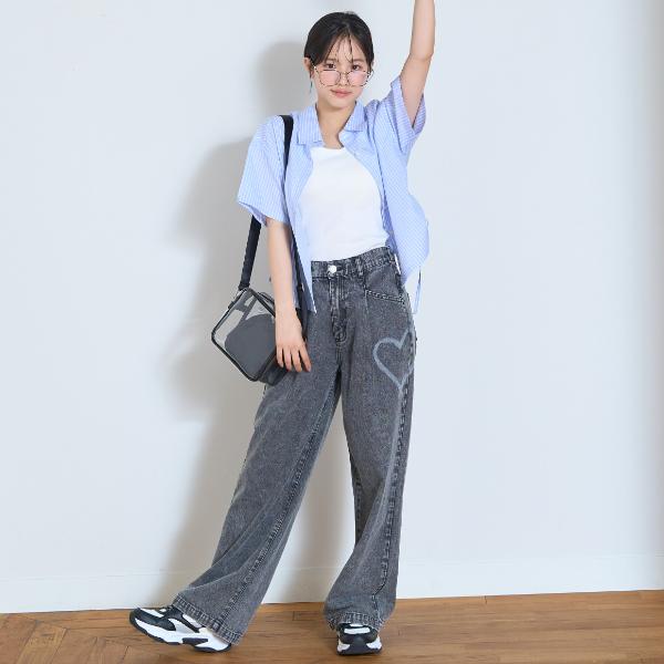 コラボ‼️染めフリンジデニムぷっくりハートタグNo.669 LOVETOXIC ラブトキシック(Lovetoxic)スプレーアソートデニムパンツ