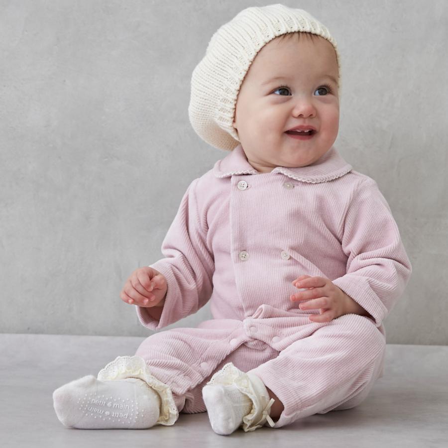 petit main プティマイン(petit main)ダブルボタン衿つきカバーオール