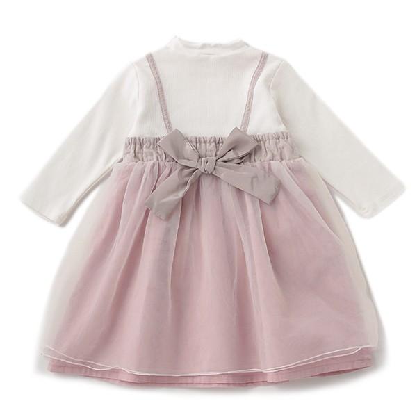 プティマイン Petit Main バックリボンチュールドッキングワンピース S0918 O 29 Outlet ナルミヤオンラインpaypayモール店 通販 Paypayモール