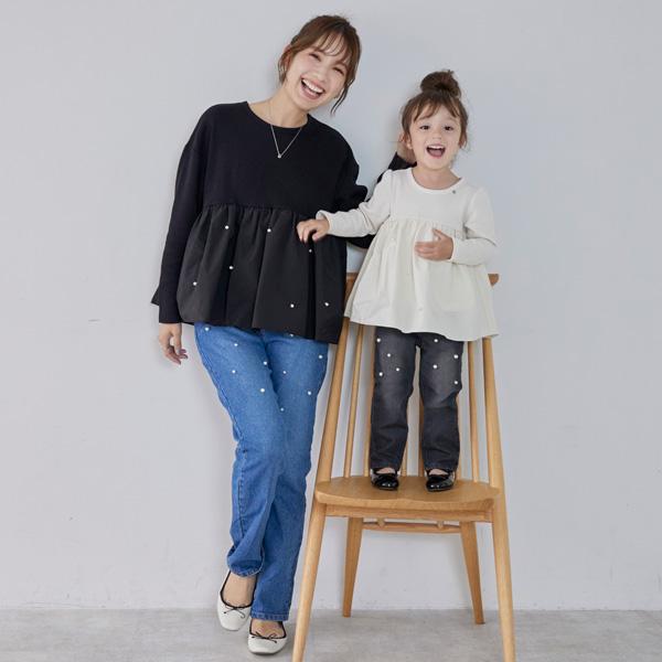 petit main - petit main リンク　パールドット ドッキング長T リンク】パールドットドッキング長T（キッズサイズ）(80cm