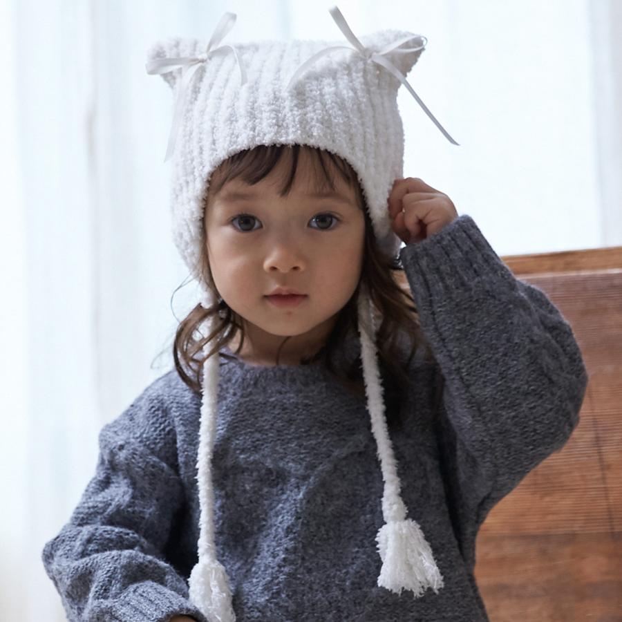 petit main プティマイン(petit main)マシュマロねこ耳ニット帽【20