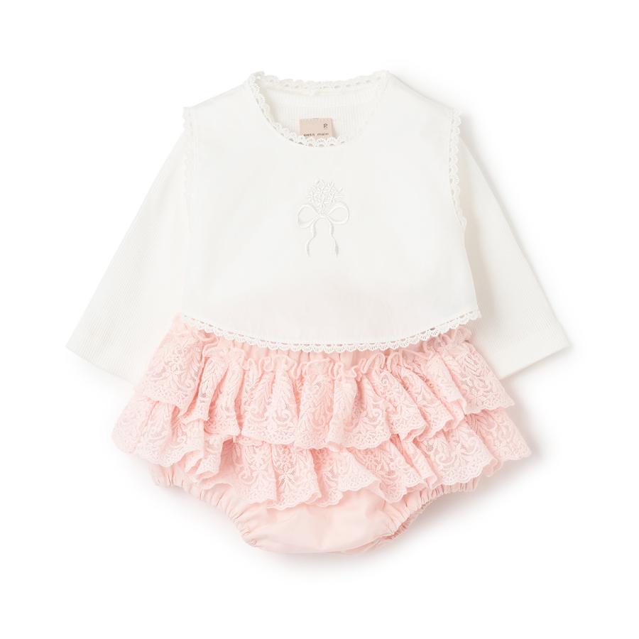 petit main プティマイン(petit main)ベストつきロンパース＋フリパン