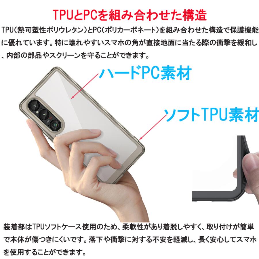 Xperia 10VII 1VII 10VI 1VI 1V ケース TPU 透明 保護ケース ハードケース 衝撃吸収 ストラップホール シリコン クリア 軽量 防滑 シンプル ソフトスマホカバー | Xperia | 03