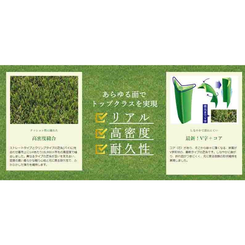 リアル人工芝 ハーモニーターフソフト芝高28mmx幅1mx長10m : 庭を