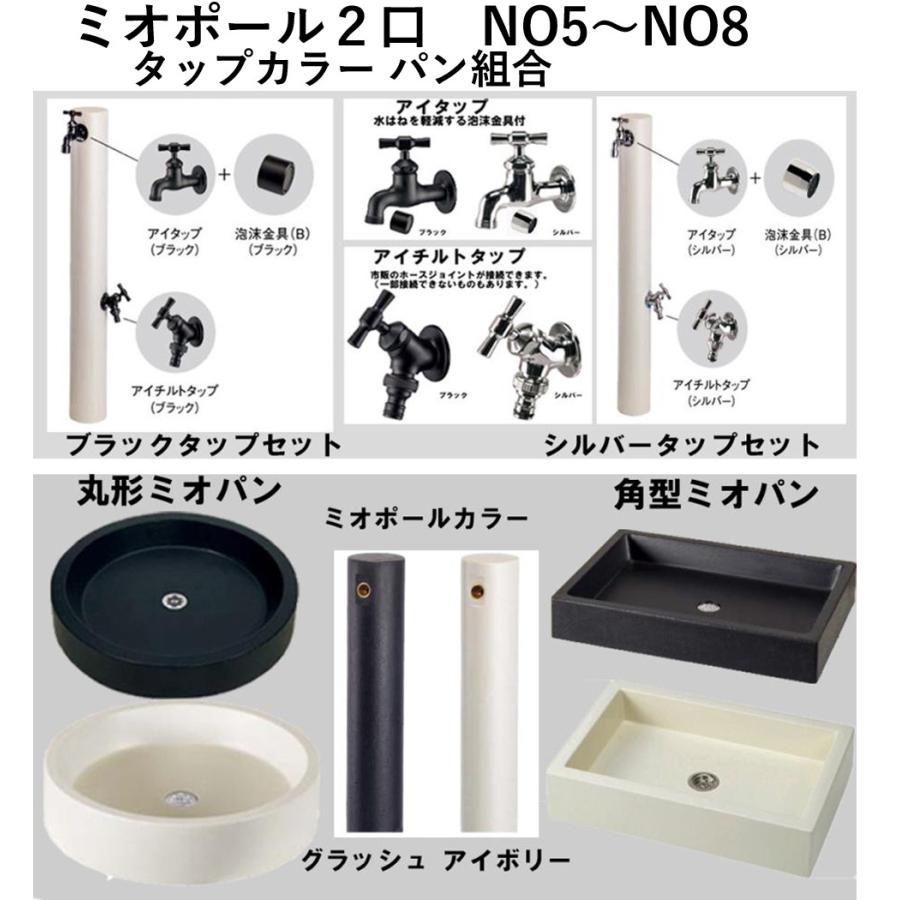 立水栓 水栓柱セット ミオポール 水栓柱 +丸型パン+ 蛇口 セット : 庭