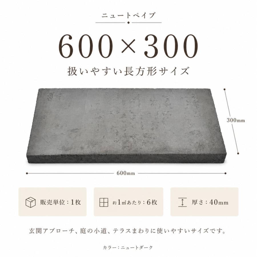 コンクリート平板 ニュートペイブ 600x300 ニュートダーク 40mm厚