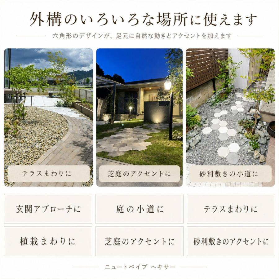 コンクリート平板 六角形 敷石 ニュートペイブ ヘキサー 5枚組 40mm厚