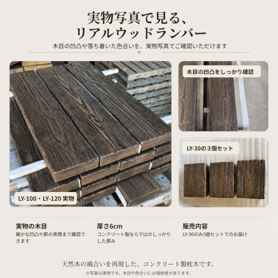 コンクリート枕木 120cm 1枚 リアルウッドランバー LY-120 古木風 擬木