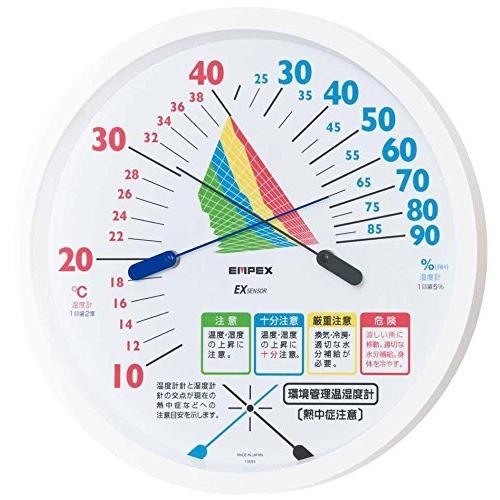 エンペックス気象計 温度湿度計 環境管理温湿度計  壁掛け用 日本製 ホワイト TM-2485 16.2x16.2x3cm
