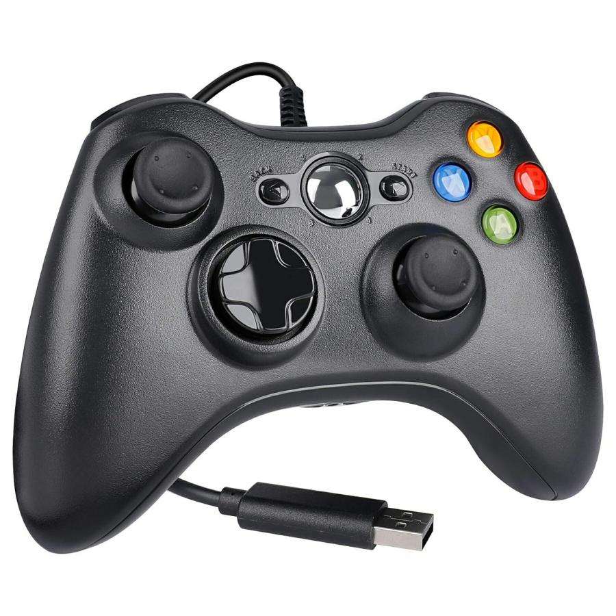 ブラックゲームコントローラー USB接続 Xbox 360 有線 コントローラー USB接続 ゲーム パッド イヤホン