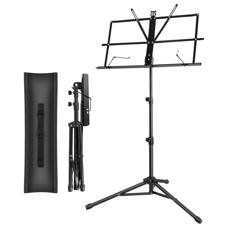 マイクスタンド 譜面台 セット 収納ケース付き 譜面台 折りたたみ式 65-140cm 収納ケース付 軽量 伸縮自在 楽譜