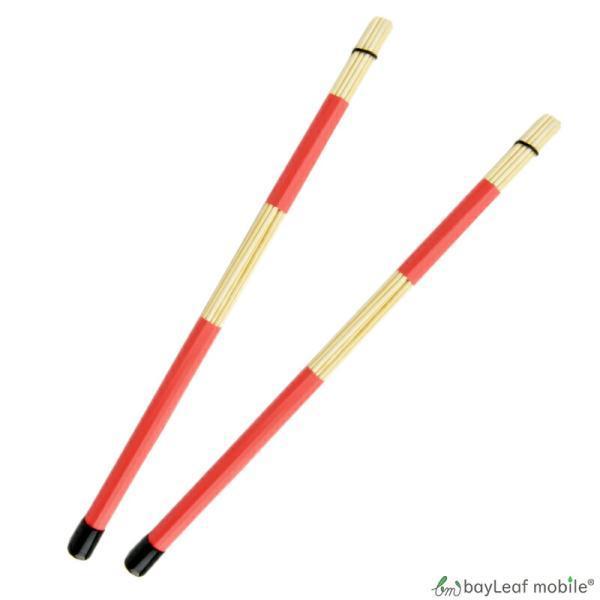 ドラムスティック ロッド バンブーロッド 40cm 竹 赤 ジャズ フォーク