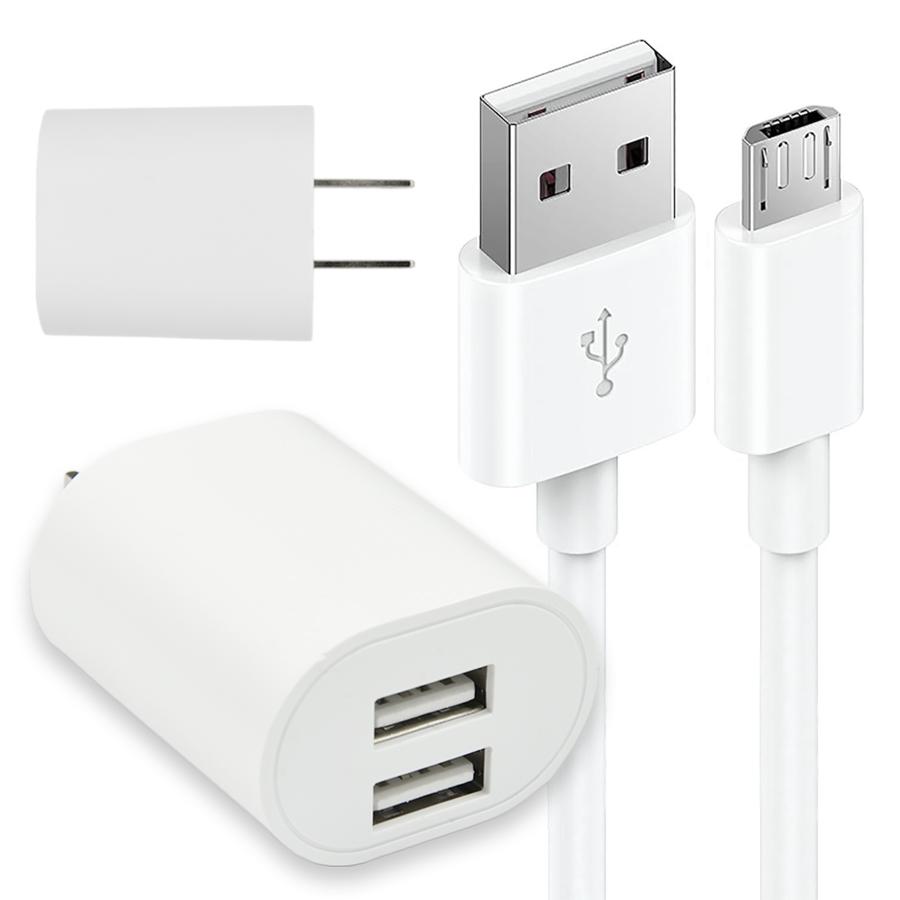 USB電源アダプターとMicro USBケーブルセット micro USB ケーブル 25cm 2口 充電器 セット 電源 アダプタ タイプB