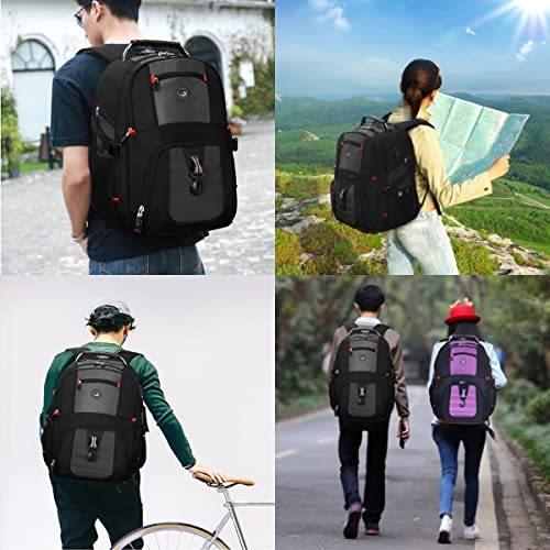 最安値級価格 特大 50l 旅行用ノートパソコン用バックパック Usb充電ポート付き 17インチのノートパソコンにフィット 男女兼用 ブラック タブレット用バッグ