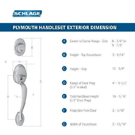 Schlage F58 PLY 716 プリムス エクステリアハンドルセット デッドボルト付き、エイジドブロンズ(外側半分のみ)並行輸入 - 2