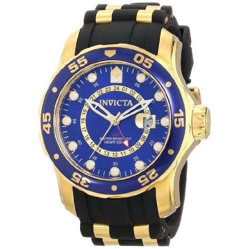格安 Men's Invicta 6993 Watch Polyurethane Black Dial Blue GMT Collection Diver Pro 腕時計