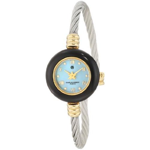 季節のおすすめ商品 6778 Paris Charles-Hubert Gold-Plated Watch Bangle Wire Steel Stainless Bezels Interchangeable 7 with Dial MOP Blue Light 腕時計