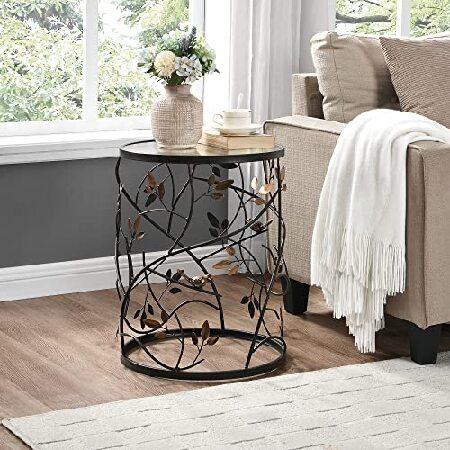 FirsTime & Co Aged Bronze Bird and Branches Tripod Side Glass Tabletop Accent Table 24 H x 14 W x 14 D 