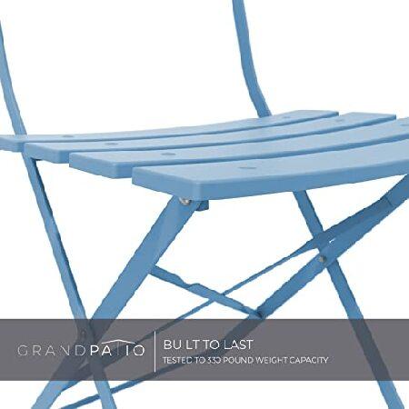 Grand Patio Premium Steel Patio Bistro Set, Folding Outdoor Patio Furniture Sets, Piece Patio Set of Foldable Patio Table and Chairs, Blue並行輸入