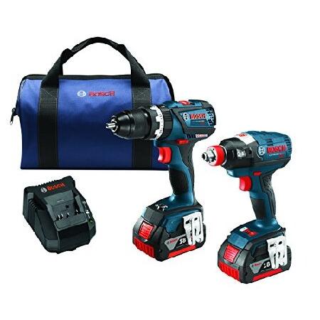売れ筋がひ新作！ Bosch CLPK251-181 18V 2 Tool Combo Kit with 1/4" and 1/2" Socket Ready Impact Driver and 1/2" Hammer Drill/Driver, Blue 電気ドリル