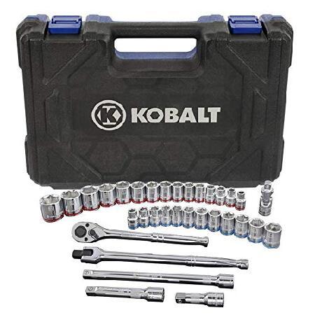 【10％OFF】 Set Tool Mechanic's Drive 1/2-Inch 33-Piece 573345 Kobalt with Inch/Metric Case, Hard 工具セット
