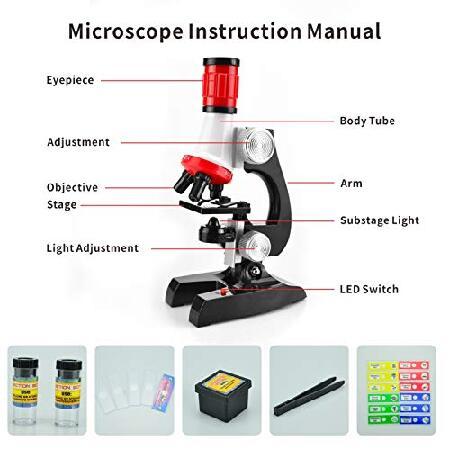 値下げ値打ち Science Kits for Kids Beginner Microscope with LED 100X 400X and 1200X-Include Sample Prepared Slides 12pc- Educational Toy Birthday Valentine並行輸入