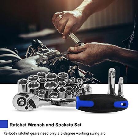 人気正規品 148-Piece Hand Tool Set， Prostormer Mixed Socket Wrench Household/Auto Repair Tool Kit with Toolbox Storage Case for Mechanical Repair， DIY， H並行輸入