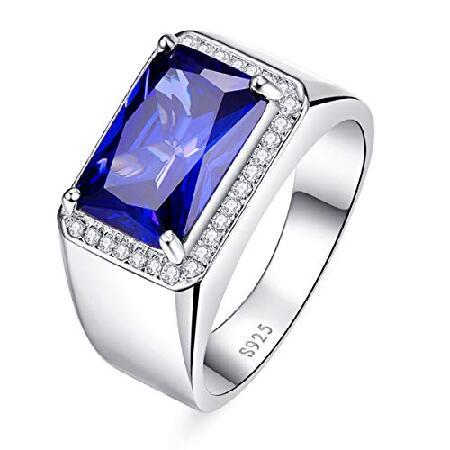 お手頃価格 Silver Sterling 925 BONLAVIE Promise 8.5 Size Day Valentine's for Inlay CZ Zirconia Cubic White and Sapphire Blue with Him for Rings 指輪