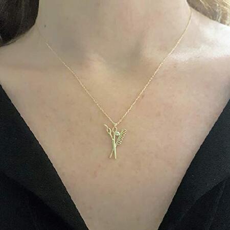 最安値❕ 14K Real Solid Gold Scissors and Comb Charm Pendant Necklace Hair Stylist Dresser Salon Gift Fashion Barber Beauty Shop Women Jewelry並行輸入 【JSB6409551392】(22971円)
