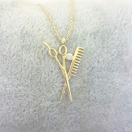 最安値❕ 14K Real Solid Gold Scissors and Comb Charm Pendant Necklace Hair Stylist Dresser Salon Gift Fashion Barber Beauty Shop Women Jewelry並行輸入 【JSB6409551392】(22971円)