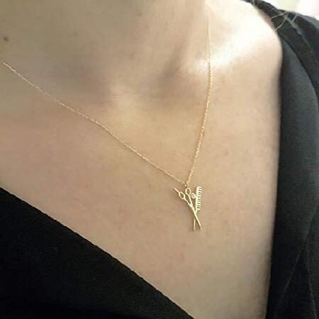 最安値❕ 14K Real Solid Gold Scissors and Comb Charm Pendant Necklace Hair Stylist Dresser Salon Gift Fashion Barber Beauty Shop Women Jewelry並行輸入 【JSB6409551392】(22971円)