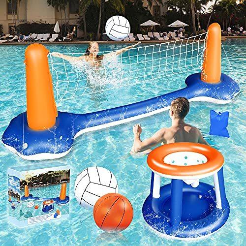 【希望者のみラッピング無料】 Pool Floating Hoops Basketball and Net Volleyball Set Float Pool Inflatable Weanas Swimming ( Kids for Set Sports Inflatable Water Toys Game 家庭用プール