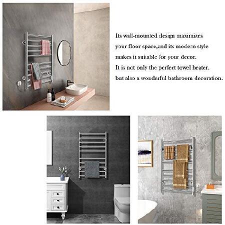 韓国ファッション JSLOVE Towel Warmer Wall Mounted Heated Towel Racks for Bathroom， Stainless Steel Hot Towel Rack with Timer (Silver-10 Bars)並行輸入