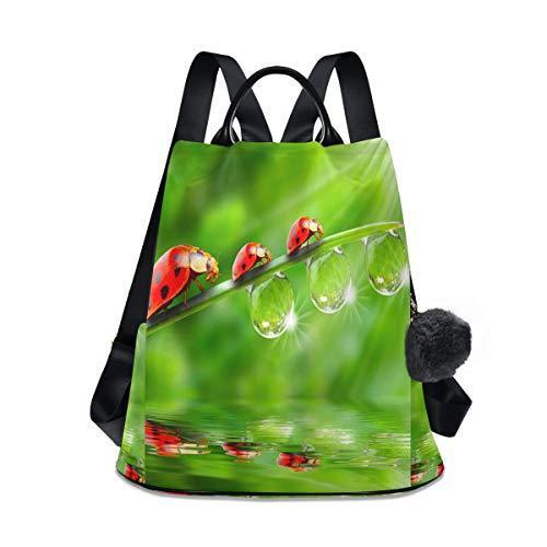 ずっと気になってた ALAZA Ladybugs Family on Dewy Grass Outdoor Backpack School Bags for Woman Ladies 並行輸入品 バックパック、ザック