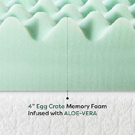 多様なアイテムを揃えた Best Price Mattress 4 Inch Egg Crate Memory Foam Mattress Topper with Calming Aloe Infusion， CertiPUR-US Certified， Twin並行輸入