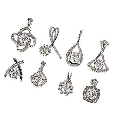 激安正規品 Designer's Jewel 1 Carat Moissanite Pendant Necklace, Multi Styles, Sterling Silver With 18K White Gold Plating, Handmade Engagement Gift Fo ネックレス、ペンダント