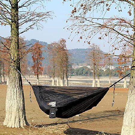 発売開始 Sunyear Camping Hammock with Removable No See-Um Net， Double ＆ Single Portable Outdoor Hammocks Parachute Lightweight Nylon with Tree Strap並行輸入品