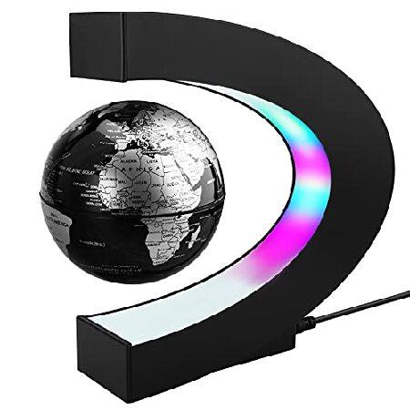 高品質の人気 Floating Levitation Magnetic REHAVE World Lam Light LED Gravity Anti Ball Globe Maglev Earth Planet Rotating 3" Base, Shape C with Globe Map 知育玩具