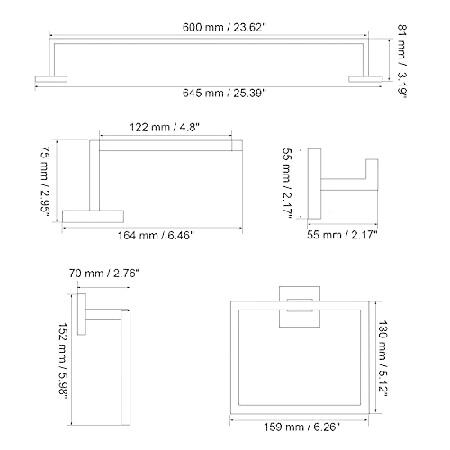 即納/大容量 LANC Bathroom Hardware Accessories Set 5 Pieces Matte Black 23.6-Inch Single Towel Bar Set and 2 Towel Hooks Wall Mounted，SUS 304 Stainless St並行輸入