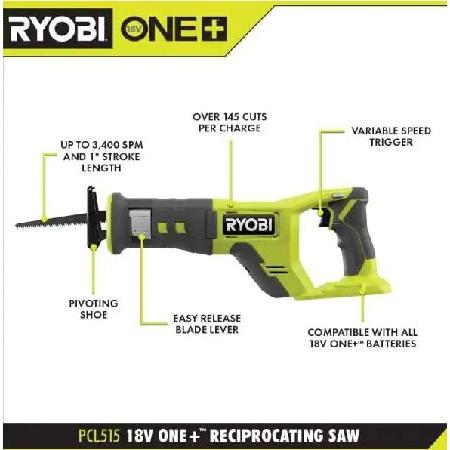 首相発言を評価 RYOBI ONE+ 18V Cordless Reciprocating Saw (Tool Only)， PCL515B並行輸入品