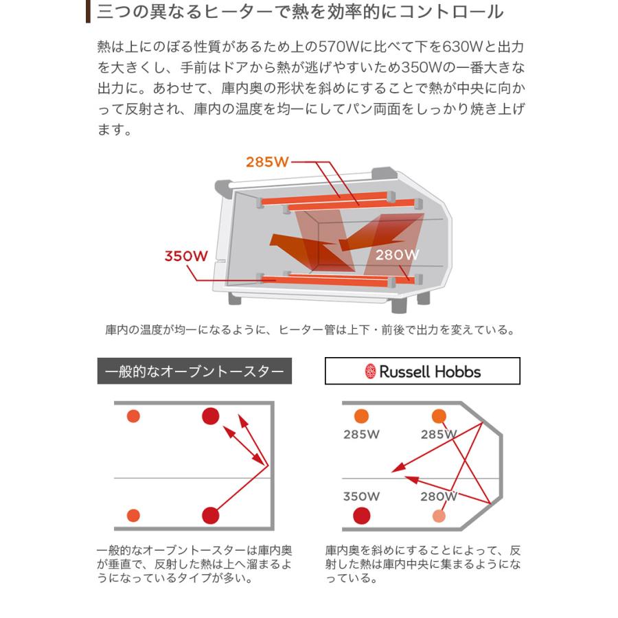 Russell Hobbs ラッセルホブス オーブントースター 食パン 4枚焼 上下ヒーター 5段階切替 最大1200W 30分 ダイヤルタイマー付き 7740JP_4