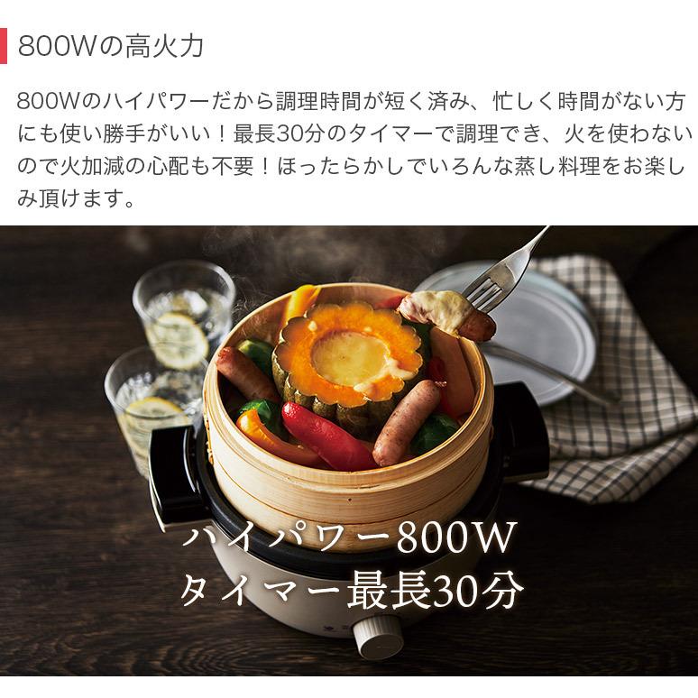 電気せいろ蒸し器 2段 むしざんまい Bamboo Steamer レシピブック付き