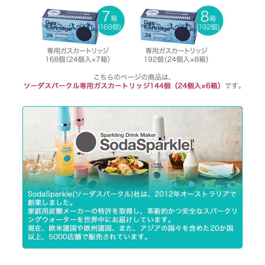 SodaSparkle ソーダスパークル 専用 ガスカートリッジ 純正品 144回分 (24個入×6箱) MS3-24の画像