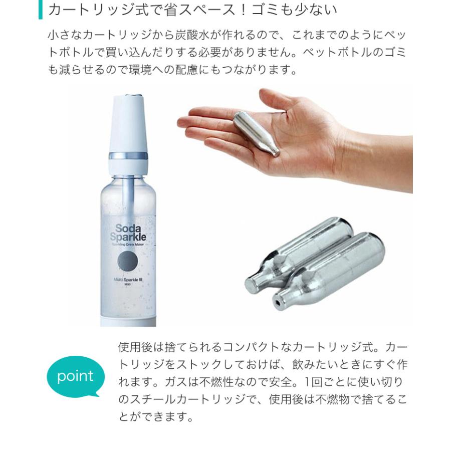 SodaSparkle ソーダスパークル 専用 ガスカートリッジ 純正品 144回分 (24個入×6箱) MS3-24の画像