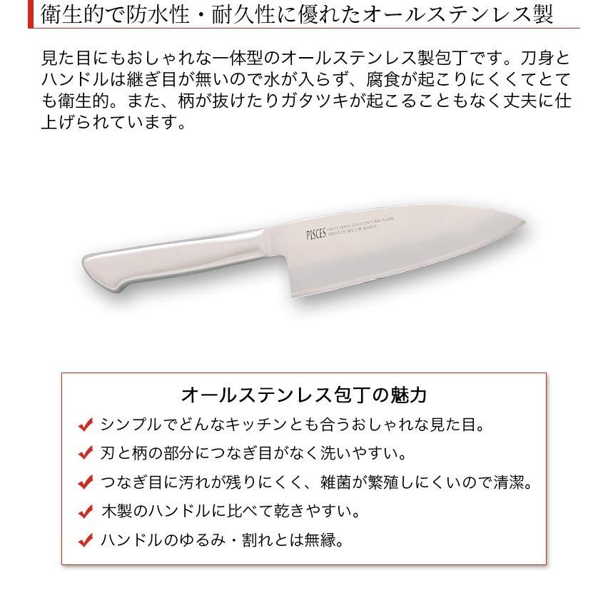 包丁 出刃包丁 オールステンレス 一体型包丁 刃渡り160mm 全長300mm