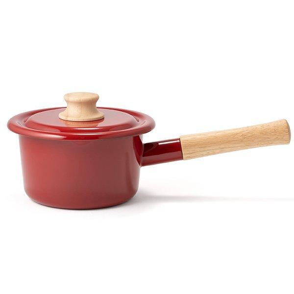 ミルクパン ホーロー 片手鍋 14cm フタ付き 木製ハンドル IH対応 CTN