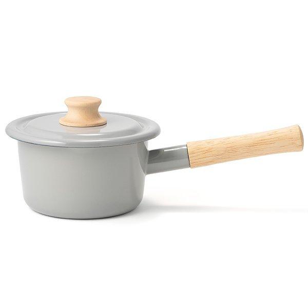 ミルクパン ホーロー 片手鍋 14cm フタ付き 木製ハンドル IH対応 CTN