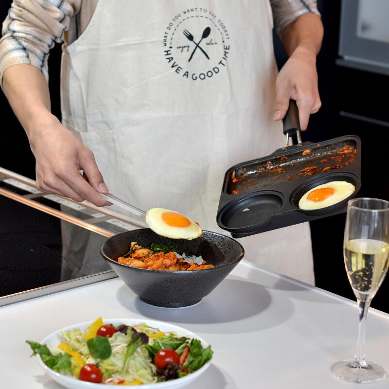 3つの仕切り付き アルミフライパン まるまるしかくパン IH対応 ガス火